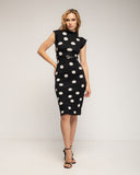 Vestido midi de punto con lunares sin mangas y cinturon aparte - Tantra Spain 