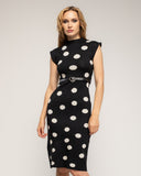 Vestido midi de punto con lunares sin mangas y cinturon aparte - Tantra Spain 