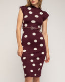 Vestido midi de punto con lunares sin mangas y cinturon aparte - Tantra Spain 