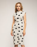 Vestido midi de punto con lunares sin mangas y cinturon aparte - Tantra Spain 