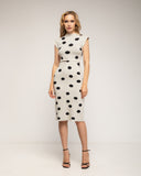 Vestido midi de punto con lunares sin mangas y cinturon aparte - Tantra Spain 