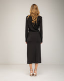 Fine-knit midi dress with cashmere, boat neck and pleats on one side