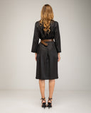 Midi shirt dress with concealed button fastening, round neck and pockets