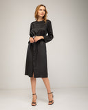 Midi shirt dress with concealed button fastening, round neck and pockets