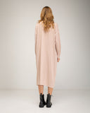 Vestido de punto fino oversize con ribete bicolor en manga, costado y cuello