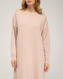 Vestido de punto fino oversize con ribete bicolor en manga, costado y cuello