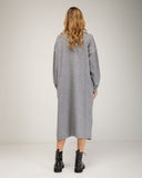 Vestido de punto fino oversize con ribete bicolor en manga, costado y cuello