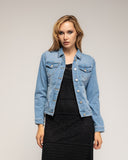 Chaqueta denim con textura en la espalda the reason negro, strass y tachuelas - Tantra Spain  