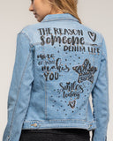 Chaqueta denim con textura en la espalda the reason negro, strass y tachuelas - Tantra Spain  