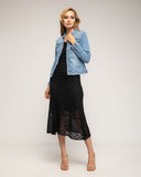 Chaqueta denim con textura en la espalda the reason negro, strass y tachuelas - Tantra Spain  