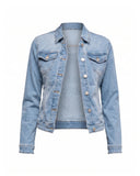 Chaqueta denim con textura en la espalda Small things blanco, strass y tachuelas - Tantra Spain
