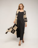 Chaqueta larga de crochet bicolor con bordados - Tantra Spain