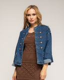 Chaqueta denim con detalle de botones dorados, y bolsillos con solapa - Tantra Spain