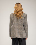 Oversized wool jacket with Prince of Wales print and faux pockets