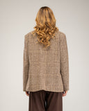 Chaqueta oversize con lana con print principe de gales, con falsos bolsillos