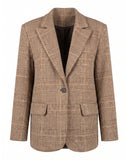 Oversized wool jacket with Prince of Wales print and faux pockets