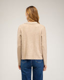 Chaqueta de punto fino con cremallera lateral, cuello pico y falsos bolsillos