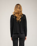 Chaqueta de punto fino con cremallera lateral, cuello pico y falsos bolsillos