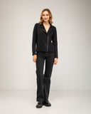 Chaqueta de punto fino con cremallera lateral, cuello pico y falsos bolsillos