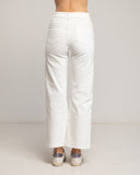 Straight-cut denim trousers with floral embroidery on the front