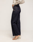 Jeans rectos de tiro alto  con bolsillos frontales y detalle de botones dorados - Tantra Spain