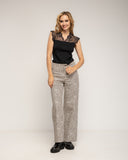 Pantalon de corte recto y tiro alto de animal print tipo denim
