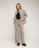 Pantalon de corte recto y tiro alto de animal print tipo denim