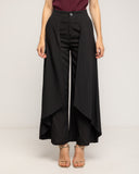 Pantalon fluido de tiro alto con sobrecapa a los lados y bolsillos laterales - Tantra Spain