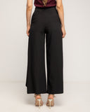 Pantalon fluido de tiro alto con sobrecapa a los lados y bolsillos laterales - Tantra Spain