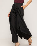 Pantalon fluido de tiro alto con sobrecapa a los lados y bolsillos laterales - Tantra Spain