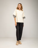 High-waisted straight-leg dress pants with waist pleats, belt loops, side pockets, and a back pocket with a button and flap