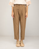 High-waisted straight-leg dress pants with waist pleats, belt loops, side pockets, and a back pocket with a button and flap