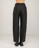 Straight-leg dress pants with pleats, flat front, two front pockets and two back pockets, one faux