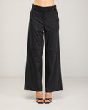 Faux suede straight-leg trousers with a high waist and side pockets