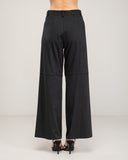 Faux suede straight-leg trousers with a high waist and side pockets