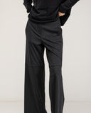 Faux suede straight-leg trousers with a high waist and side pockets