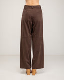 Faux suede straight-leg trousers with a high waist and side pockets