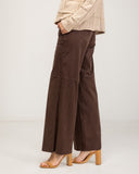 Faux suede straight-leg trousers with a high waist and side pockets