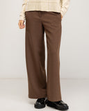 Straight-leg dress pants with a wide hem, side pockets, and faux back pockets