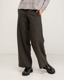 Straight-leg dress pants with a wide hem, side pockets, and faux back pockets