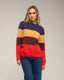 Jersey de cuello redondo con lana y  franjas de colores.