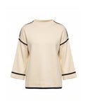 Jersey de punto fino con detalle de pespunte en negro en los laterales mangas y bajo - Tantra Spain