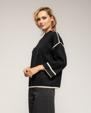 Jersey de punto fino con detalle de pespunte en negro en los laterales mangas y bajo - Tantra Spain