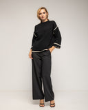 Jersey de punto fino con detalle de pespunte en negro en los laterales mangas y bajo - Tantra Spain