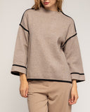 Jersey de punto fino con detalle de pespunte en negro en los laterales mangas y bajo - Tantra Spain