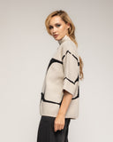 Jersey de punto fino estampado geometrico con manga francesa y detalle de boton - Tantra Spain