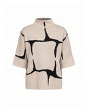 Jersey de punto fino estampado geometrico con manga francesa y detalle de boton - Tantra Spain