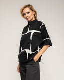 Jersey de punto fino estampado geometrico con manga francesa y detalle de boton - Tantra Spain
