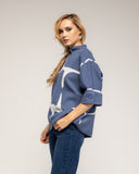 Jersey de punto fino estampado geometrico con manga francesa y detalle de boton - Tantra Spain