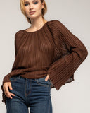 Jersey amplio de lana de  punto fino plisado con mangas amplias - Tantra Spain